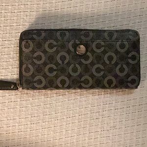 Coach Zip Around Accordion Wallet Black pre-owned